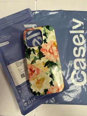 Casetify Floral Protective Phone Case — Cream & Green Botanical Print